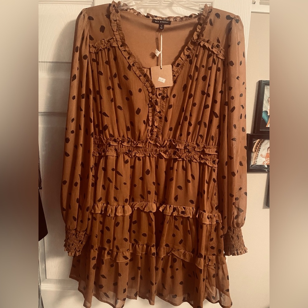 Blu Pepper Brown/ Black Dress Size L